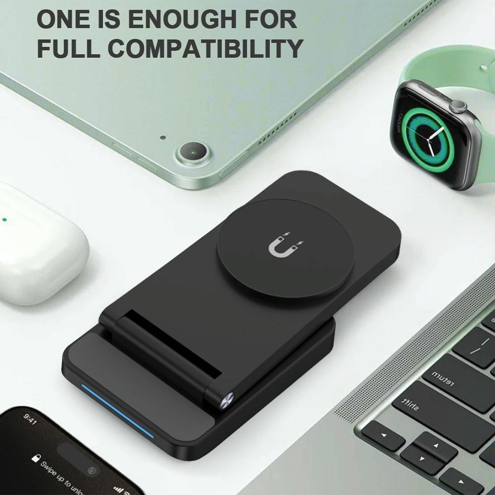 3 In 1 Magnetic Wireless Charger Stand - White