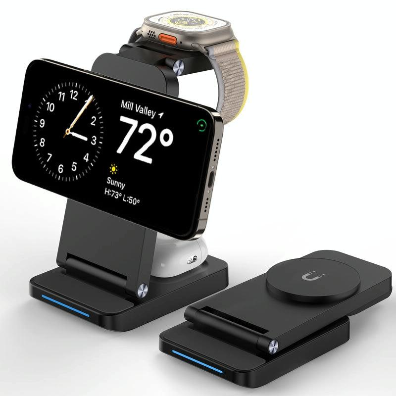 3 In 1 Magnetic Wireless Charger Stand - White