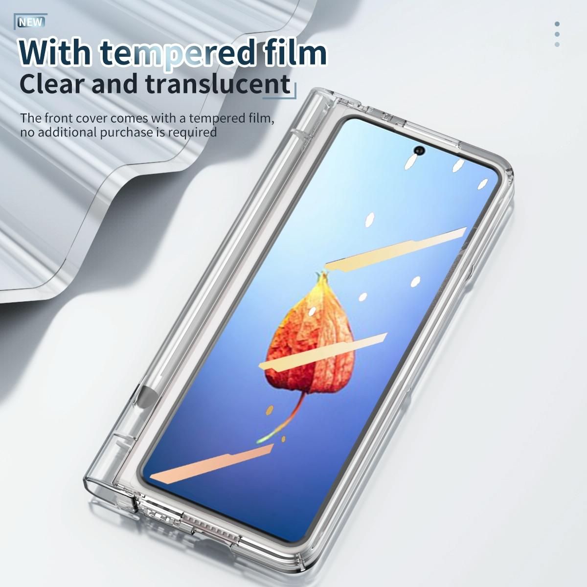 For Samsung Galaxy Z Fold4 5G Full Body Phone Case with Integrated Hinge and Pen Slot - Black