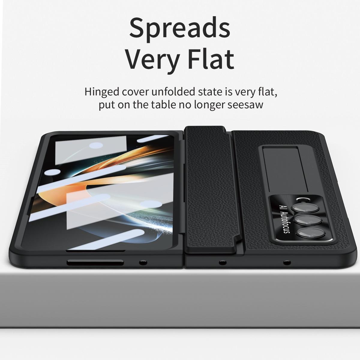 For Samsung Galaxy z Fold4 5G Full Coverage Phone Case with Hinge - Integrated Design - Black