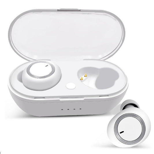 Mini Invisible Tws Bluetooth 5.0 Earphones with Charging Box & Mic - White