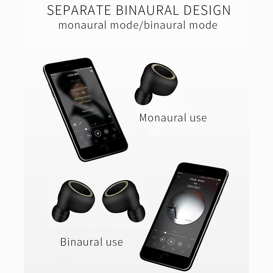 Mini Invisible Tws Bluetooth 5.0 Earphones with Charging Box & Mic - White