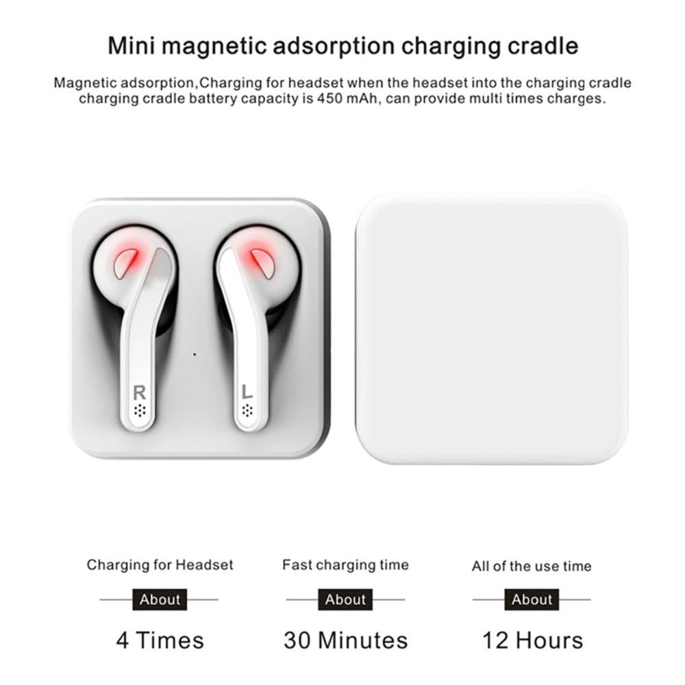 Mini Touch Control Wireless Earbuds with Charger Box - Hifi Bluetooth Tws - White
