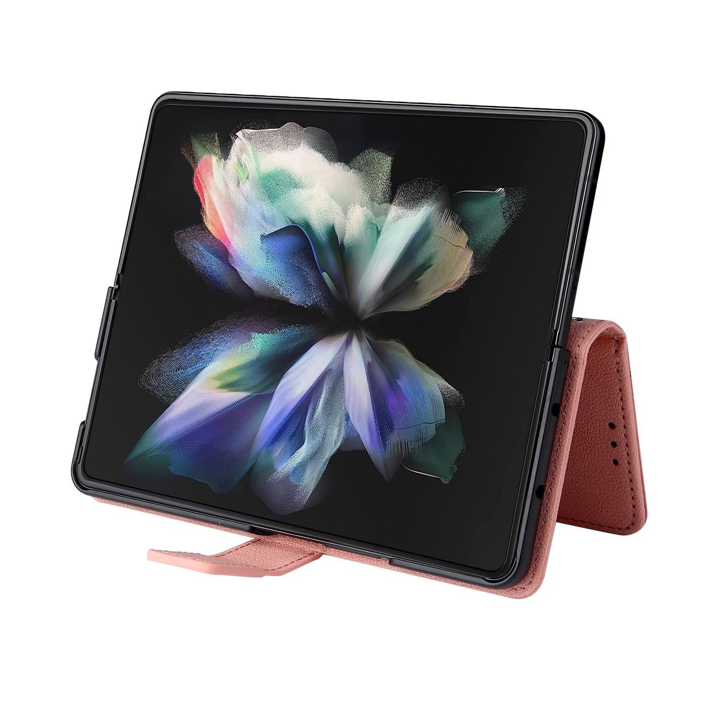 For Samsung Galaxy Z Fold4 5G Leather Flip Case With Pen Slot - Pink