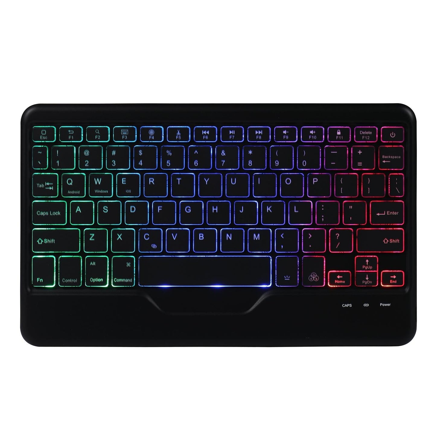 Bluetooth Keyboard Leather Case For Ipad 9.7 - Triangle Holder & Pen Slot - Gradient Rainbow