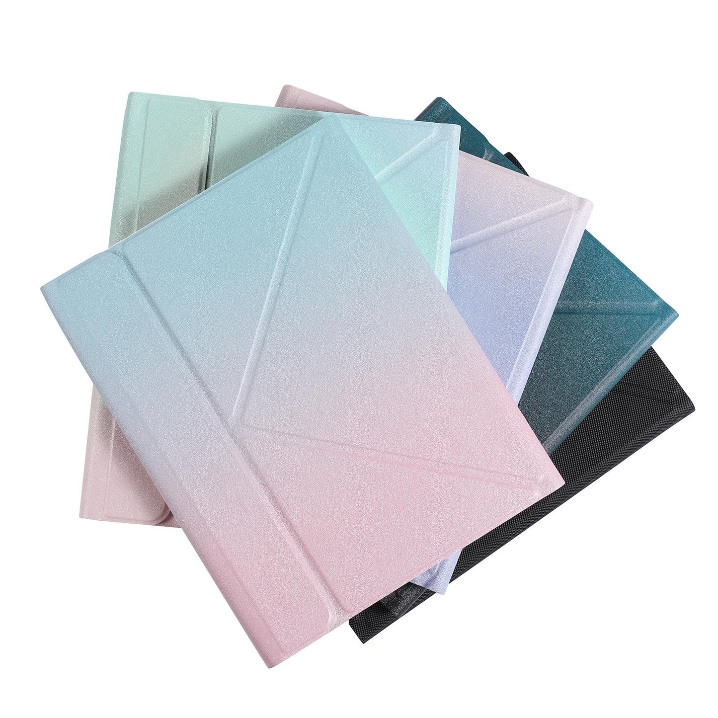 Bluetooth Keyboard Leather Case For Ipad 9.7 - Triangle Holder & Pen Slot - Gradient Rainbow