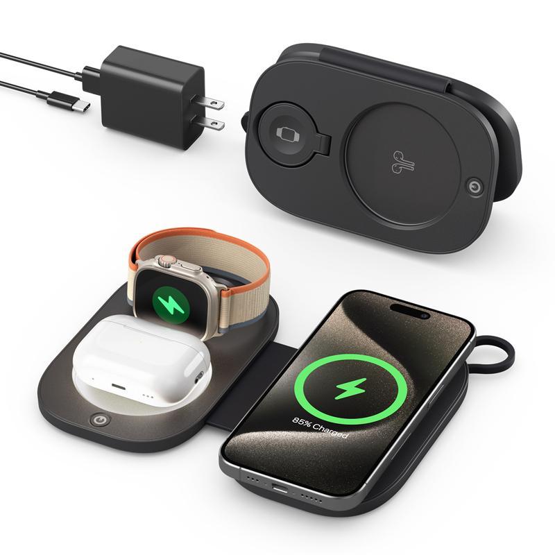3 In 1 Magnetic Wireless Charger For Apple Devices - White