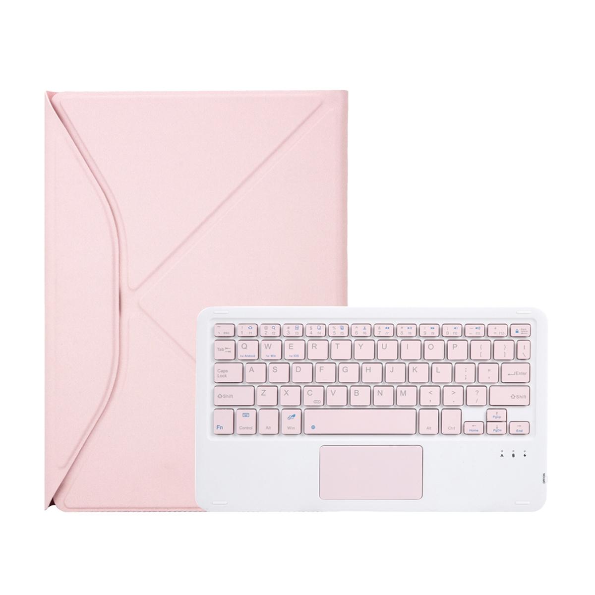 Bluetooth Keyboard Leather Tablet Case With Pen Slot And Touchpad - Pink