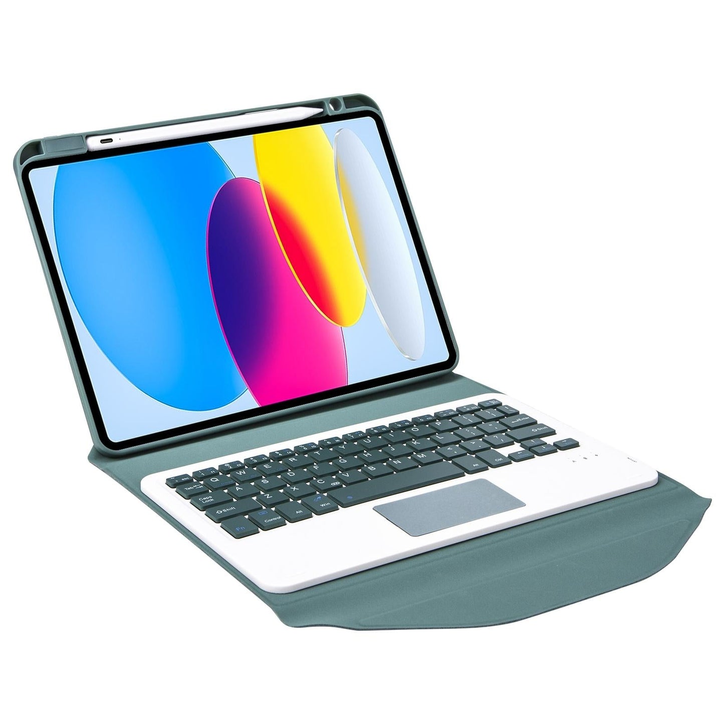 Bluetooth Keyboard Leather Tablet Case With Pen Slot And Touchpad - Pink