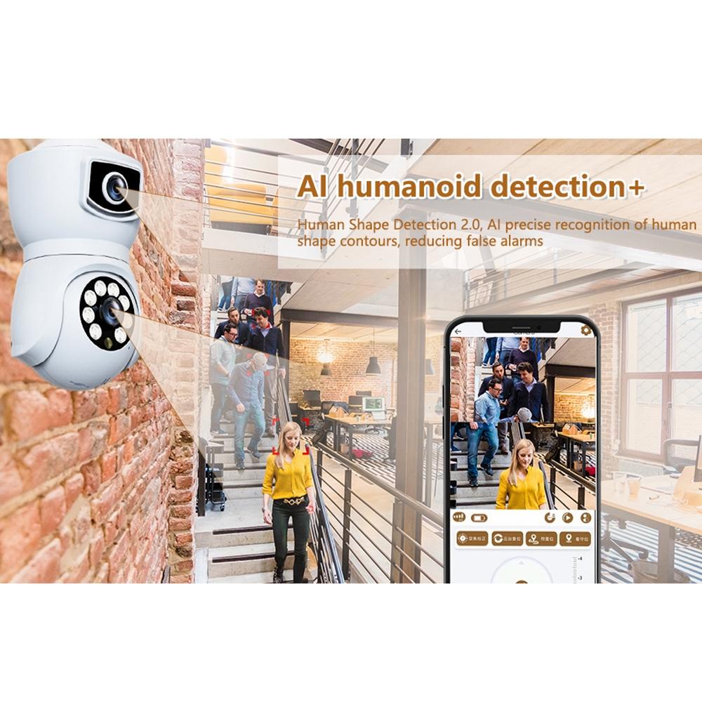 Smart Dual-Lens Motion Tracking Camera With Voice Intercom - Black