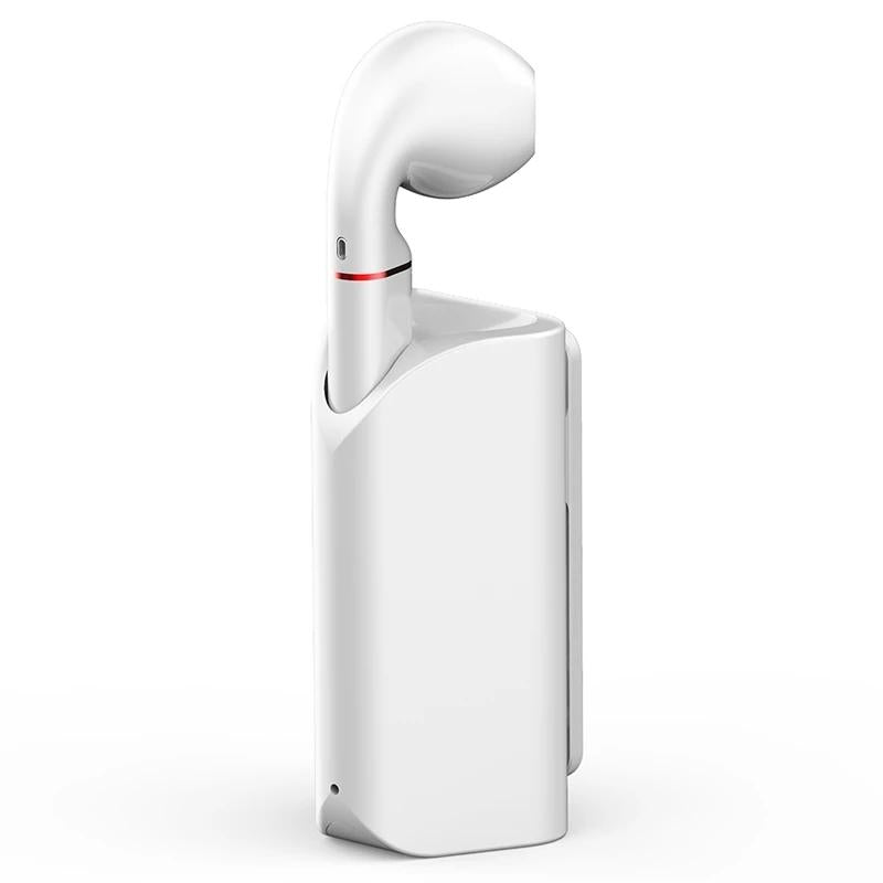 Mini Wireless Bluetooth Car Earphone with Mic - Business Driving - White