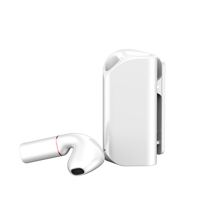Mini Wireless Bluetooth Car Earphone with Mic - Business Driving - White