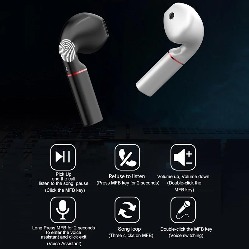 Mini Wireless Bluetooth Car Earphone with Mic - Business Driving - White