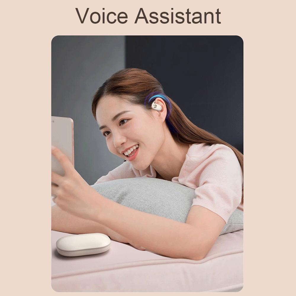 Wireless Dual-mic Bluetooth Earphones with Noise Reduction and Led Display - White