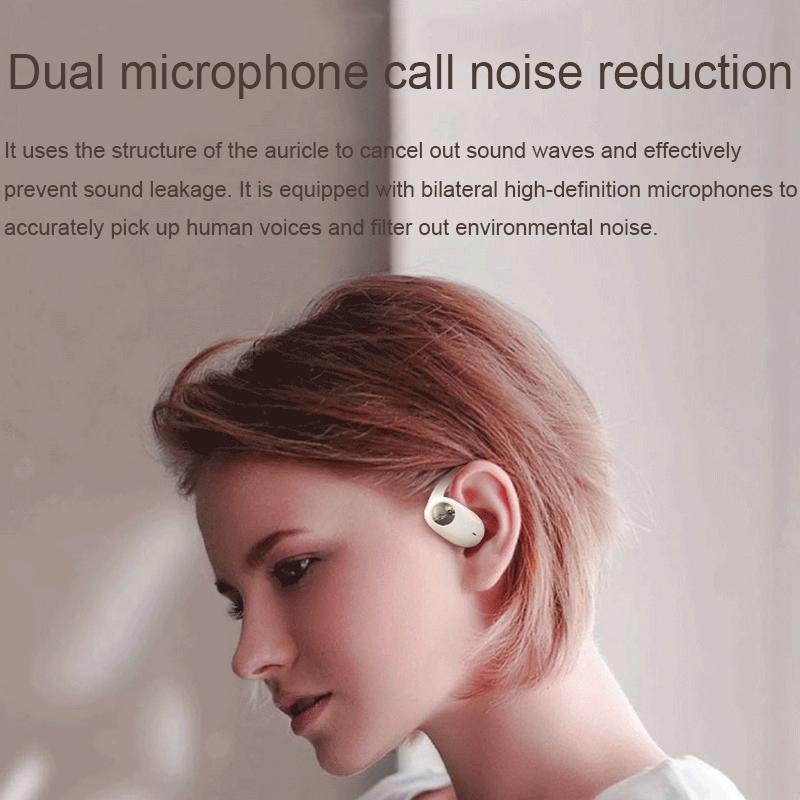 Wireless Dual-mic Bluetooth Earphones with Noise Reduction and Led Display - White