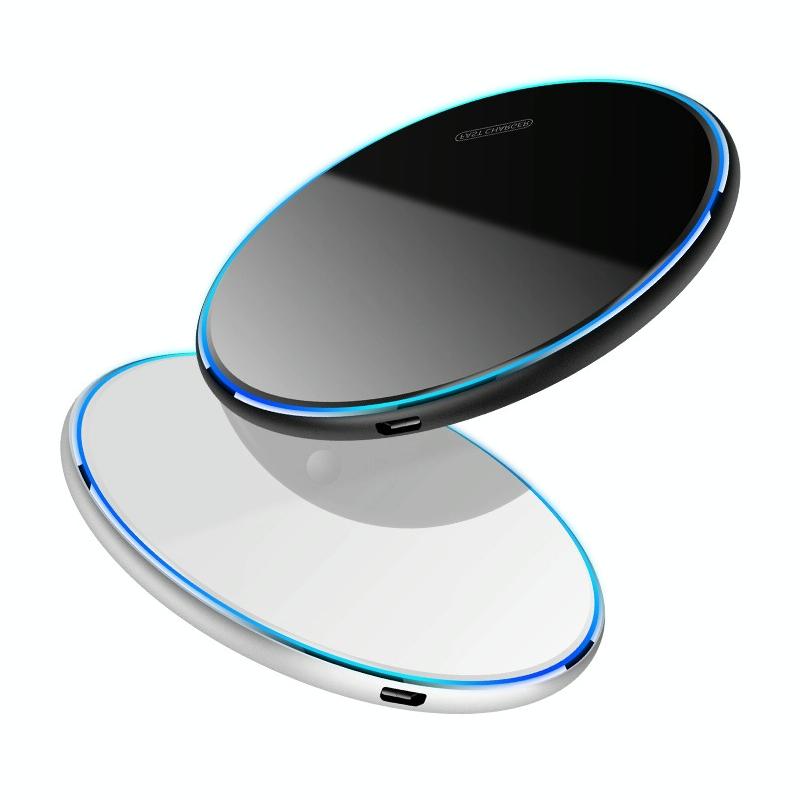 15W Round Acrylic Mirror Wireless Charger - Silver