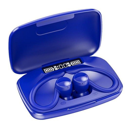 Led Bluetooth Earphones with Noise Reduction and Power Bank Function - Blue