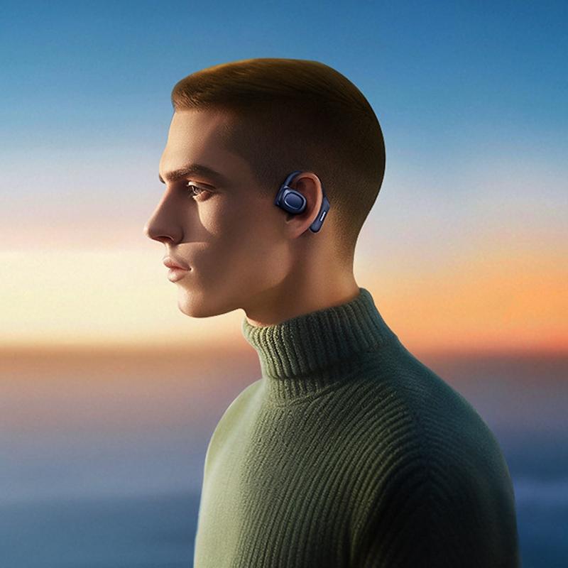 Crystal Air Conduction Bluetooth Earphones - Openbuds Ows - Navy