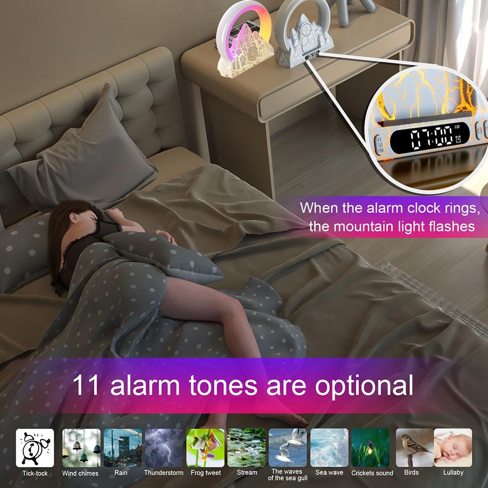 Wireless Charger With Alarm Clock & Bluetooth Speaker - White