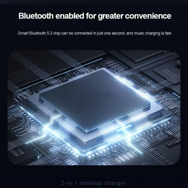 5 In 1 Magnetic Wireless Charger Stand With Clock & Speaker - White