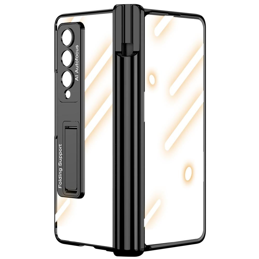 For Samsung Galaxy Z Fold4 5G Shockproof Magnetic Case With Pen Slots - Silver