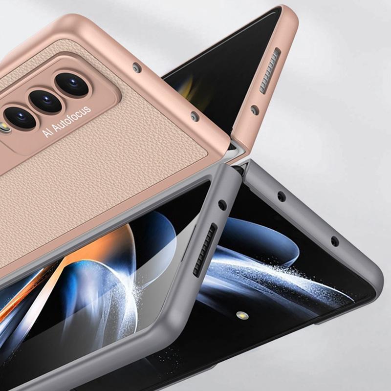 For Samsung Galaxy Z Fold4 5G Leather Case With Stand - Ultra Thin - Grey