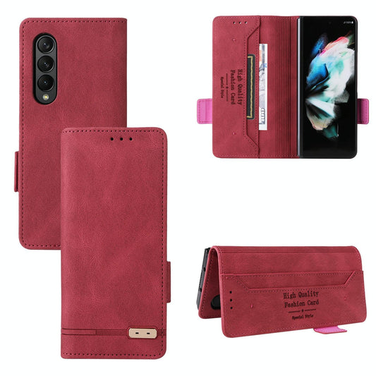 For Samsung Galaxy Z Fold4 5G Leather Flip Case With Magnetic Clasp - Red