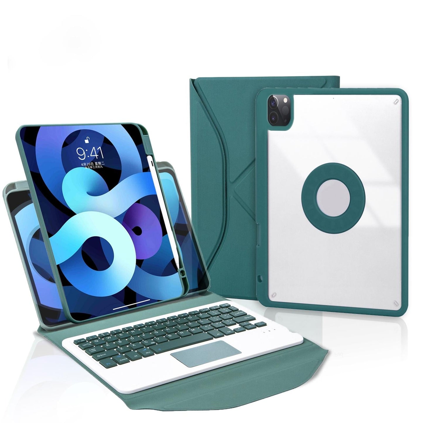 Bluetooth Keyboard Leather Case For Ipad Pro 11 With Pen Slot And Touchpad - Pink