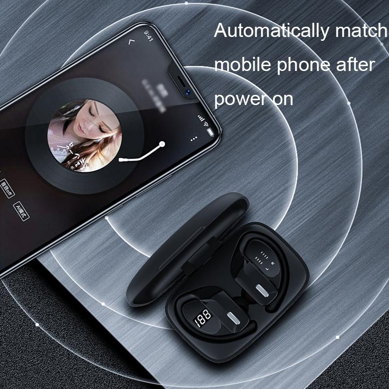 Wireless Noise-cancelling Bluetooth Earbuds with Dual Battery Display - T16 Black