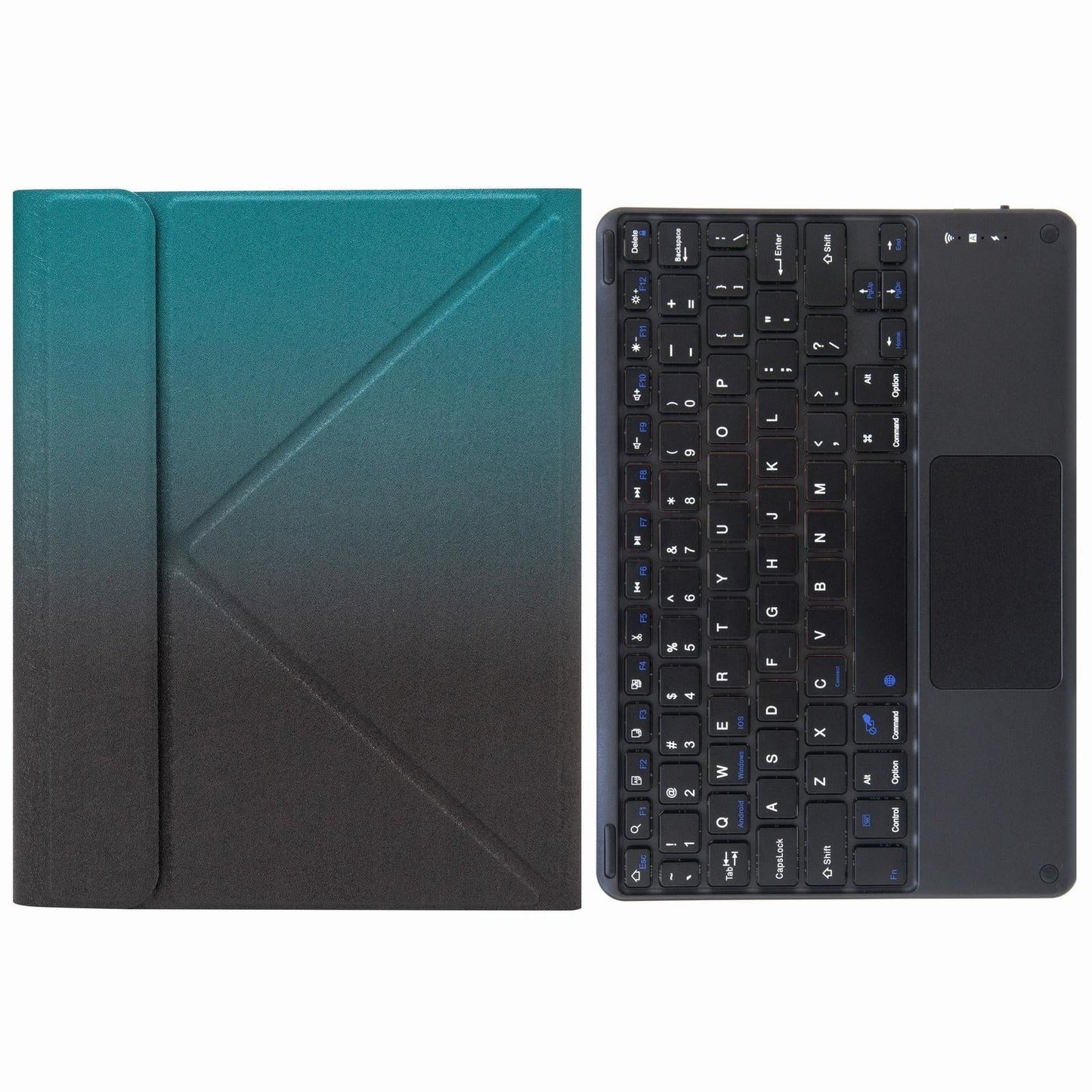 Bluetooth Keyboard Leather Case For Ipad 9.7 2018 / 2017 With Three-Fold Holder - Dark Night Green
