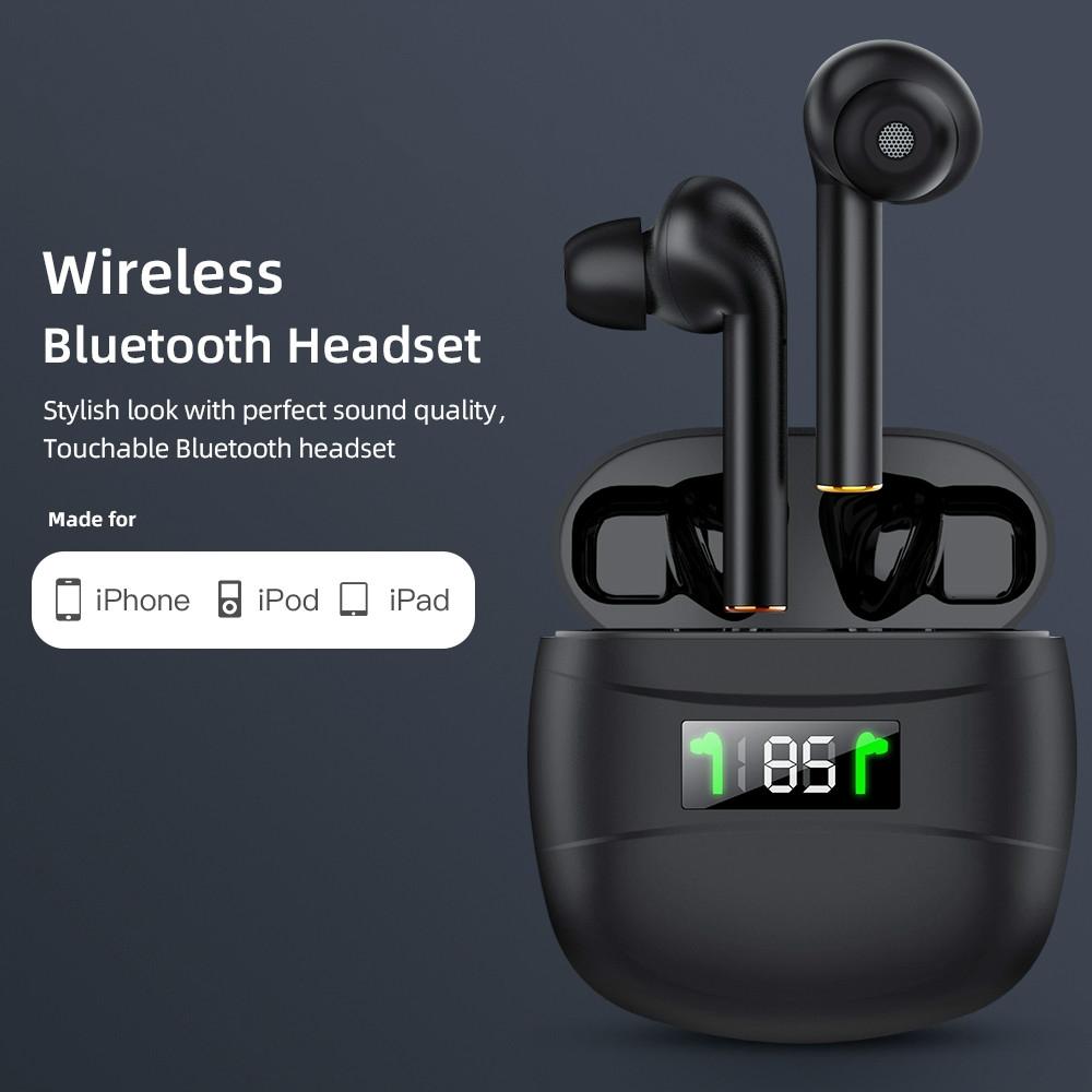 Waterproof Wireless Bluetooth Earbuds with Led Display and Hifi Sound - White