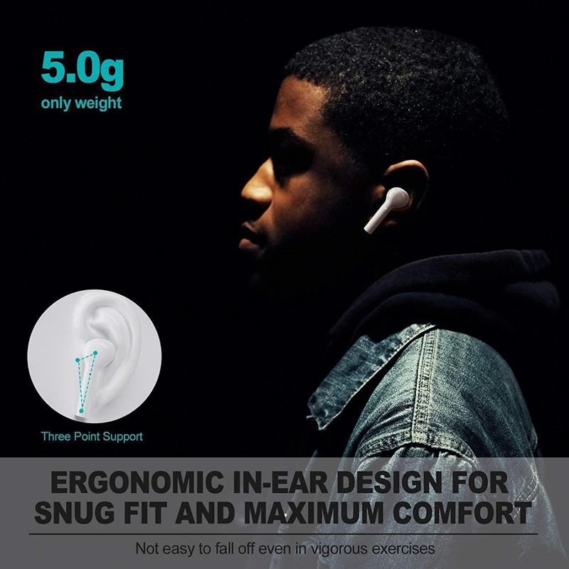 Waterproof Wireless Bluetooth Earbuds with Led Display and Hifi Sound - White