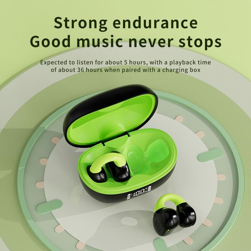 Wireless Clip-on Earphones with Charging Case - White + Gray