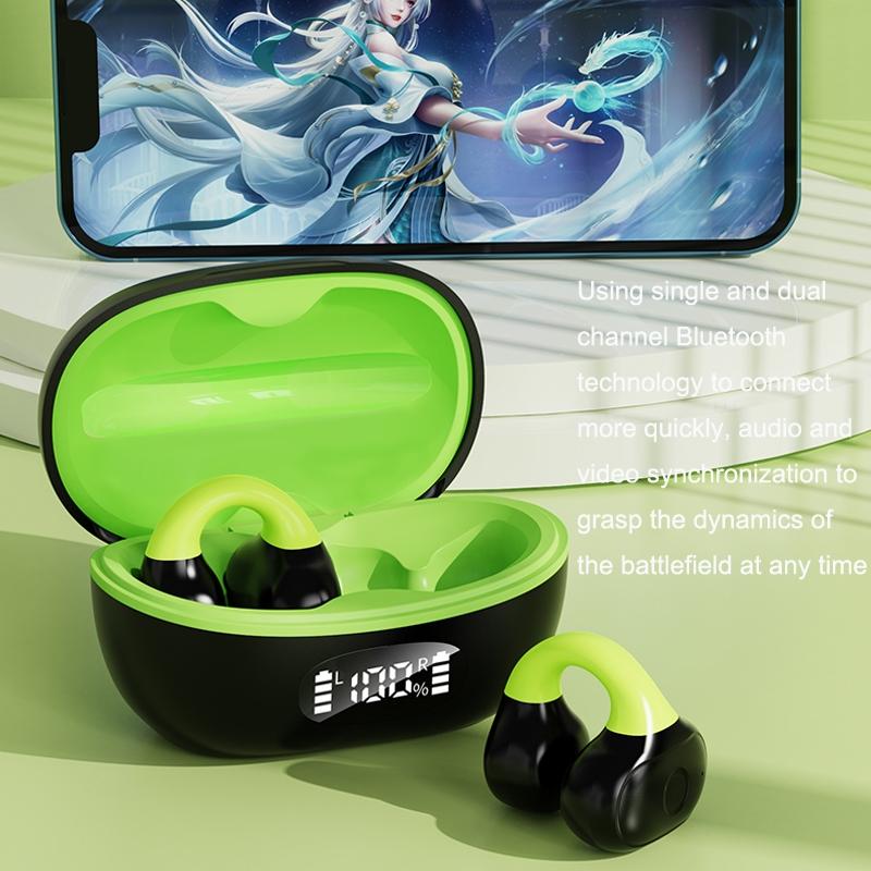 Wireless Clip-on Earphones with Charging Case - White + Gray