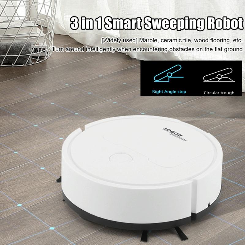 Intelligent 3-in-1 Mini Sweeping Robot Vacuum - White