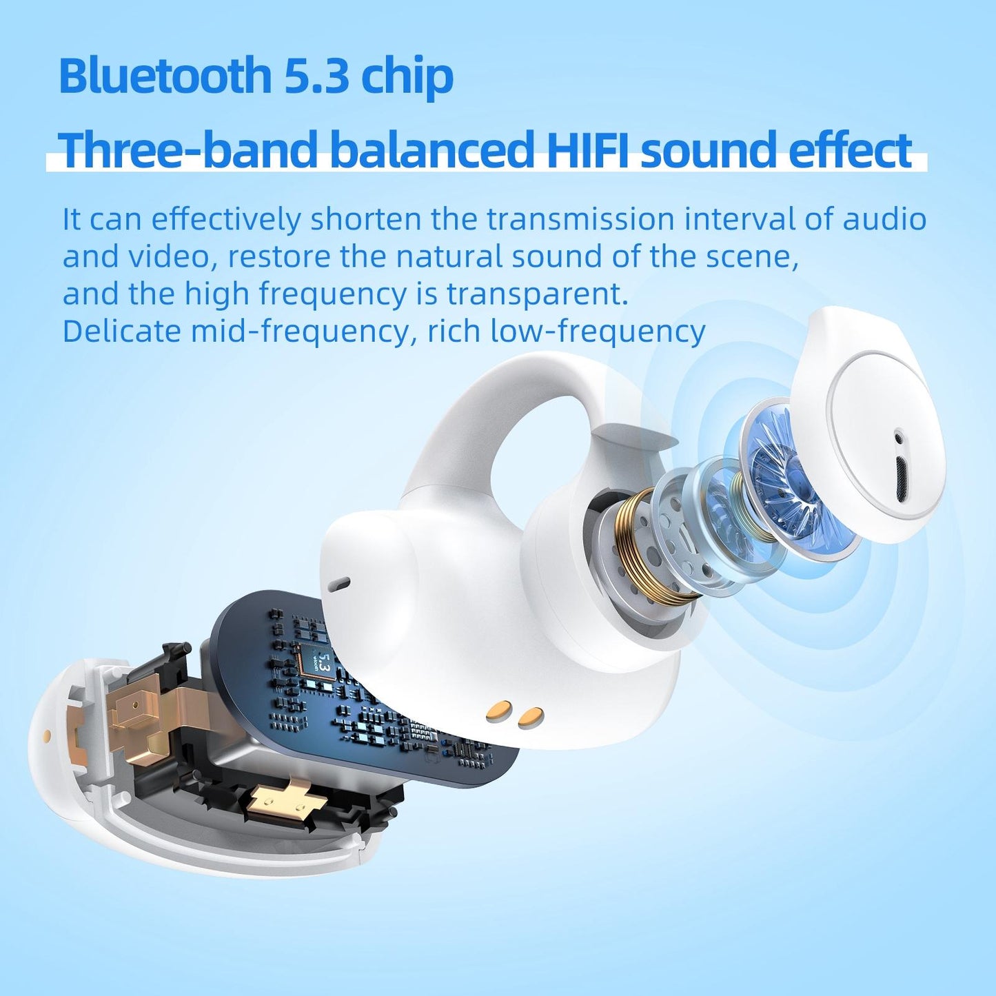 Wireless Bluetooth Earphone - Ear-mounted T306 - White
