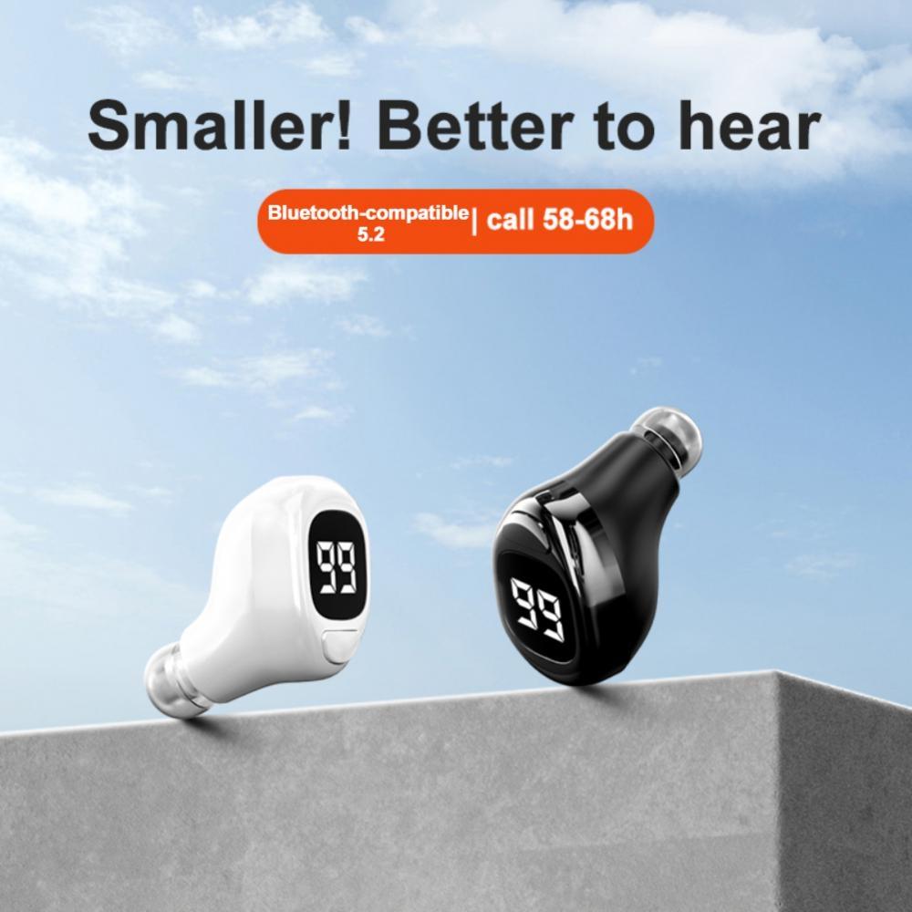 Mini Bluetooth Earphone with Digital Display for Business - White
