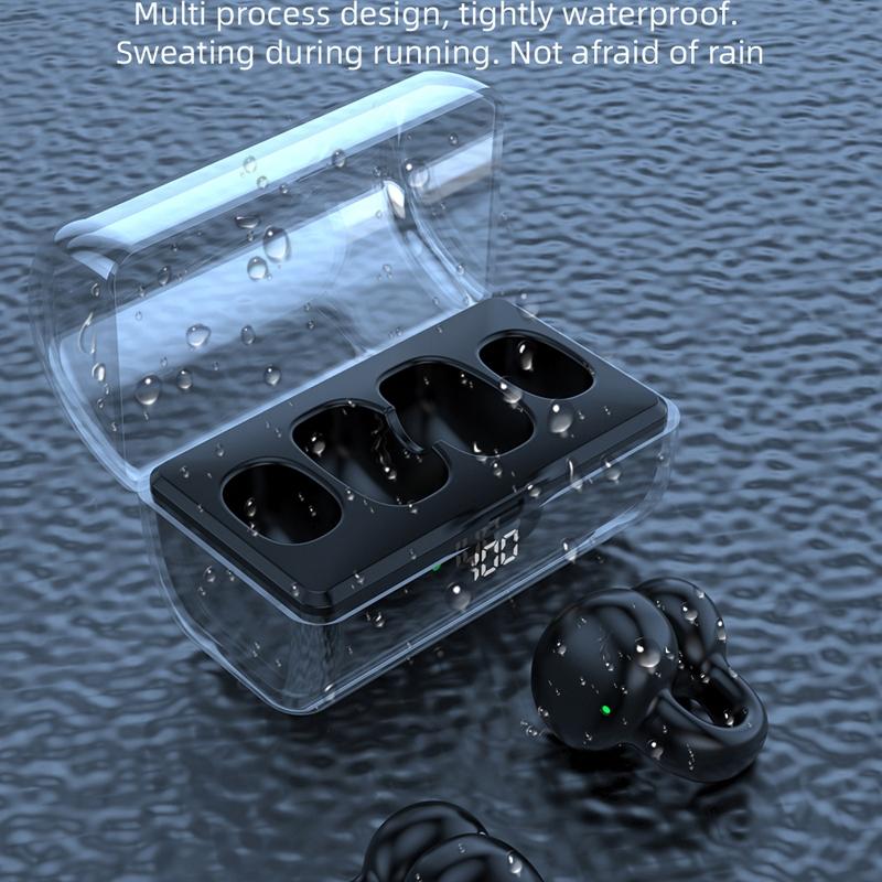 Wireless Earphones with Digital Display and Charging Case - White