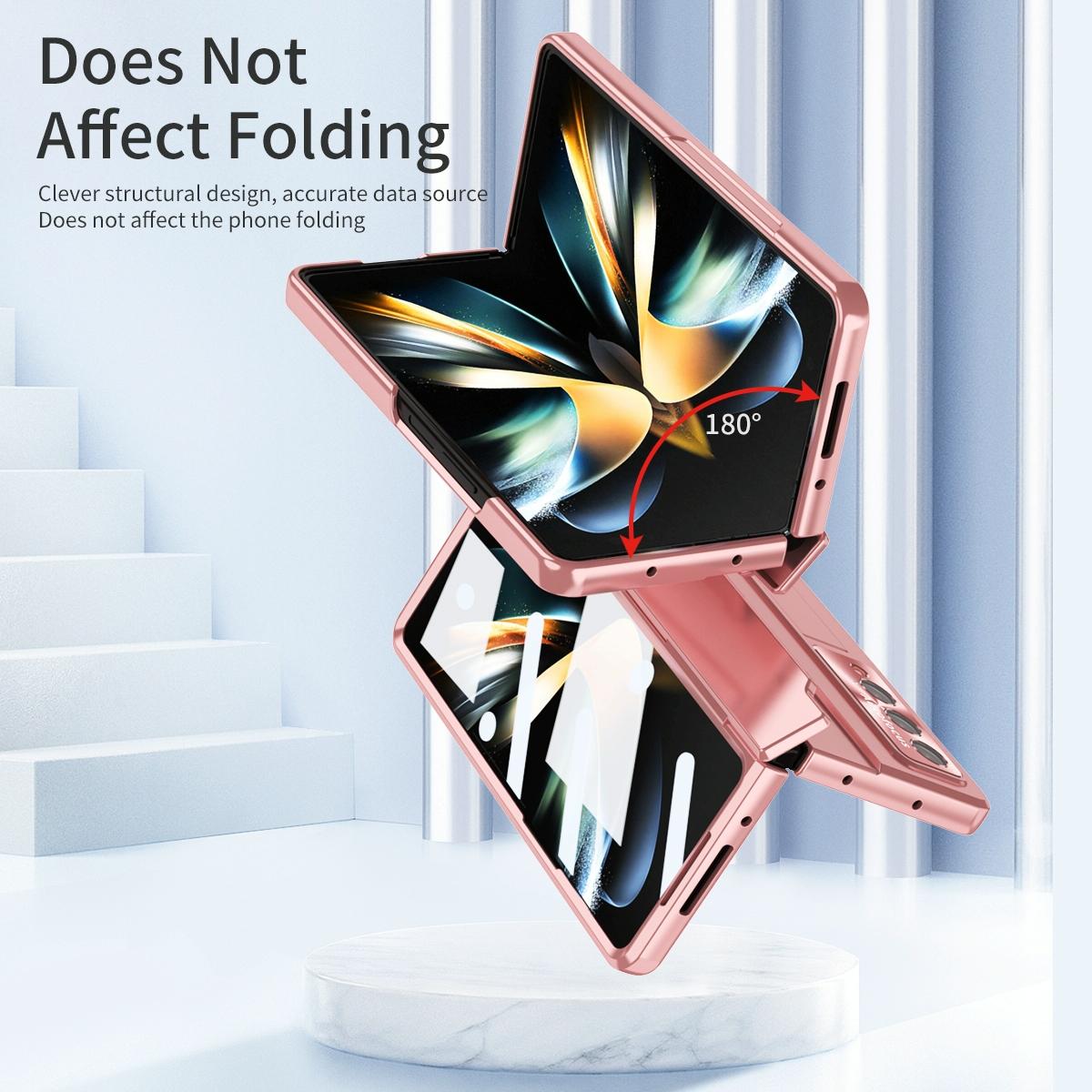 For Samsung Galaxy Z Fold4 5G Folding Case With Integrated Hinge - Silver