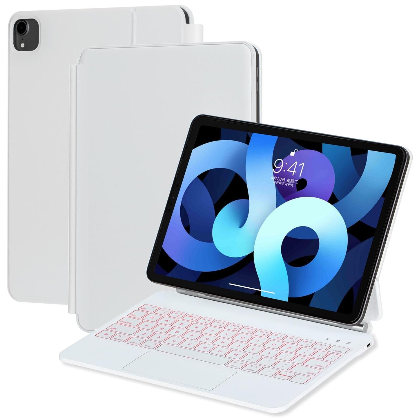 Bluetooth Keyboard Leather Case For Ipad Air / Pro 11 2022 / 2024 - 10.9 Touch Pad - White