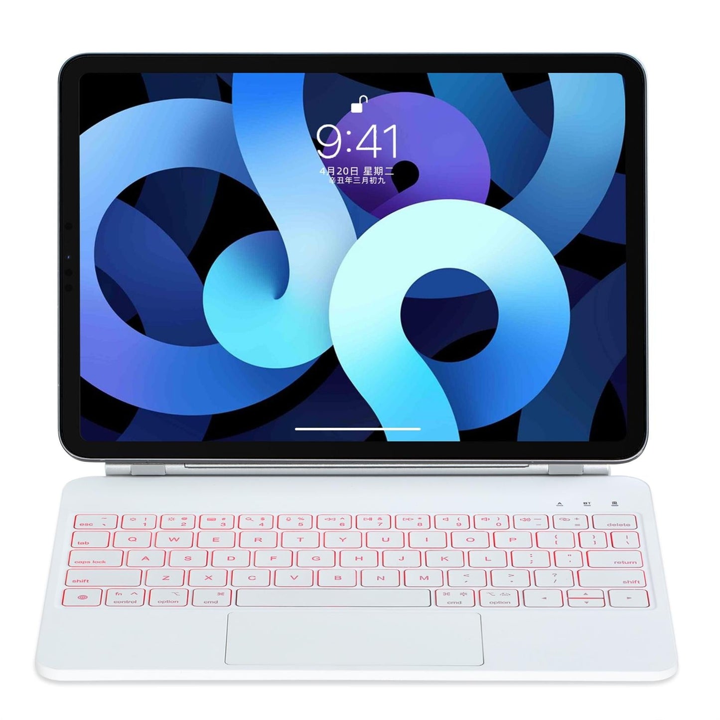 Bluetooth Keyboard Leather Case For Ipad Air / Pro 11 2022 / 2024 - 10.9 Touch Pad - White