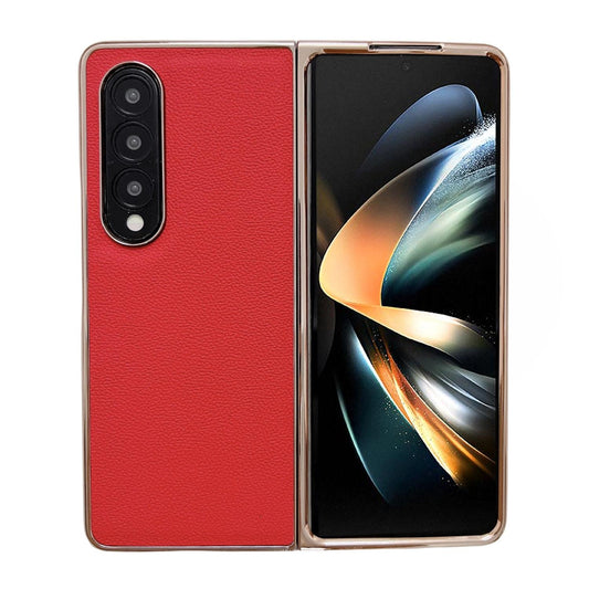 For Samsung Galaxy Z Fold4 5G Leather Phone Case - Nano Plating - Red