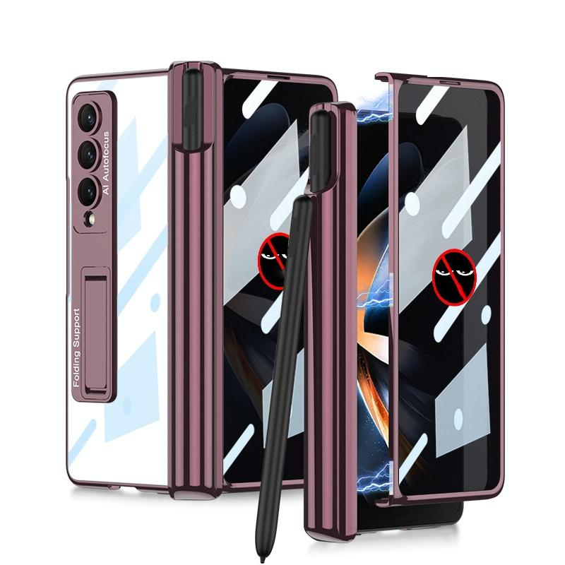 For Samsung Galaxy Z Fold4 5G Magnetic Privacy Case - Foldable - Wine Red