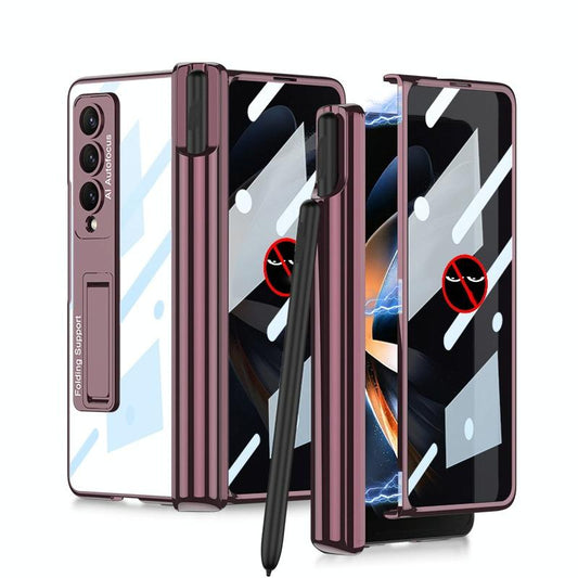 For Samsung Galaxy Z Fold4 5G Magnetic Privacy Case - Foldable - Wine Red