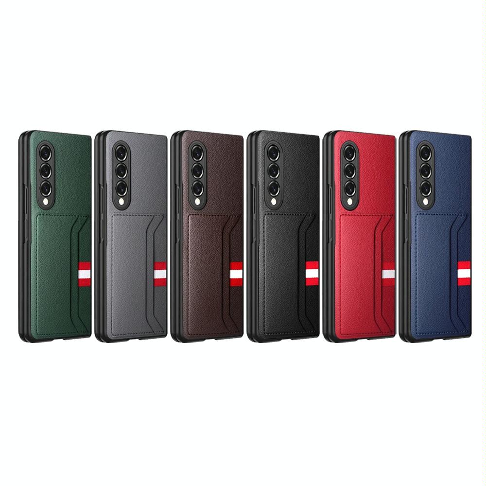 For Samsung Galaxy Z Fold4 5G Litchi Texture Microfiber Case - Grey