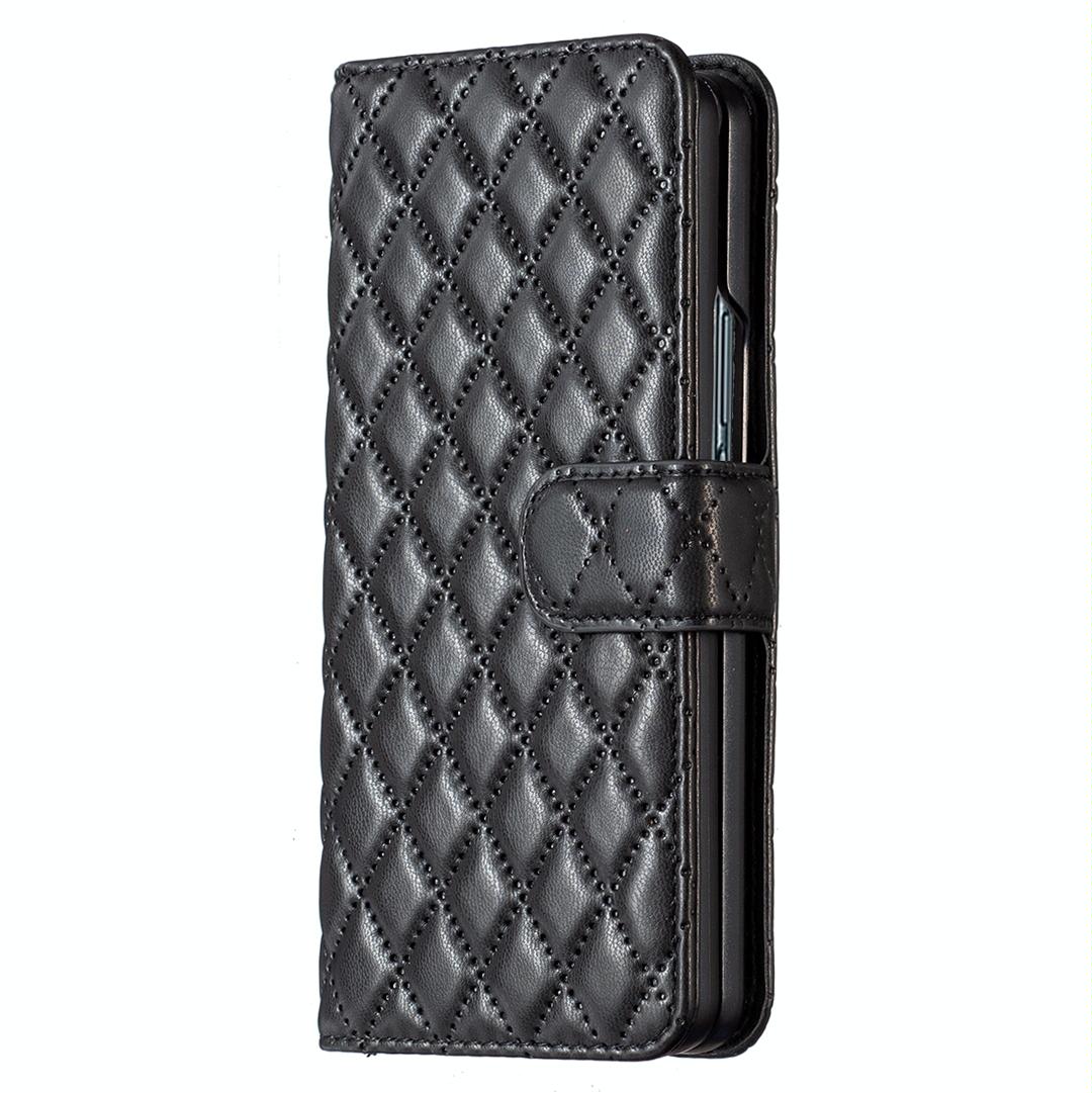For Samsung Galaxy Z Fold4 5G Diamond Lattice Flip Wallet Case - Purple
