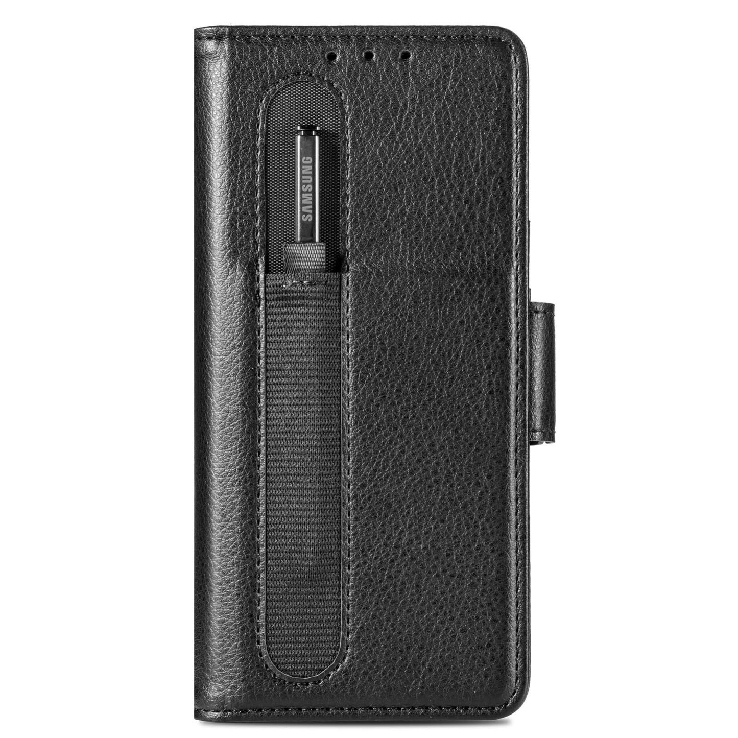 For Samsung Galaxy Z Fold4 5G Litchi Pattern Case With Pen And Card Slots - 4 - Brown