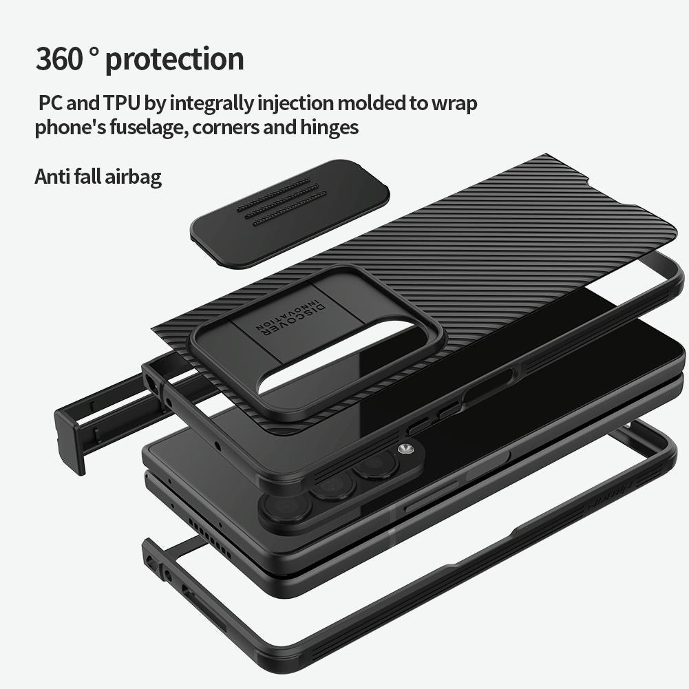 For Samsung Galaxy Z Fold4 5G Mirror Pro Camshield Case Set - Black