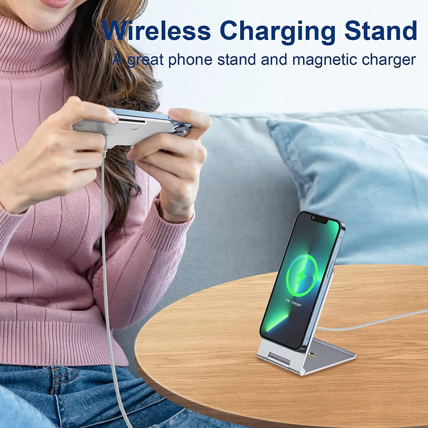 15W Magnetic Wireless Charger For Iphone 12+ - Silver
