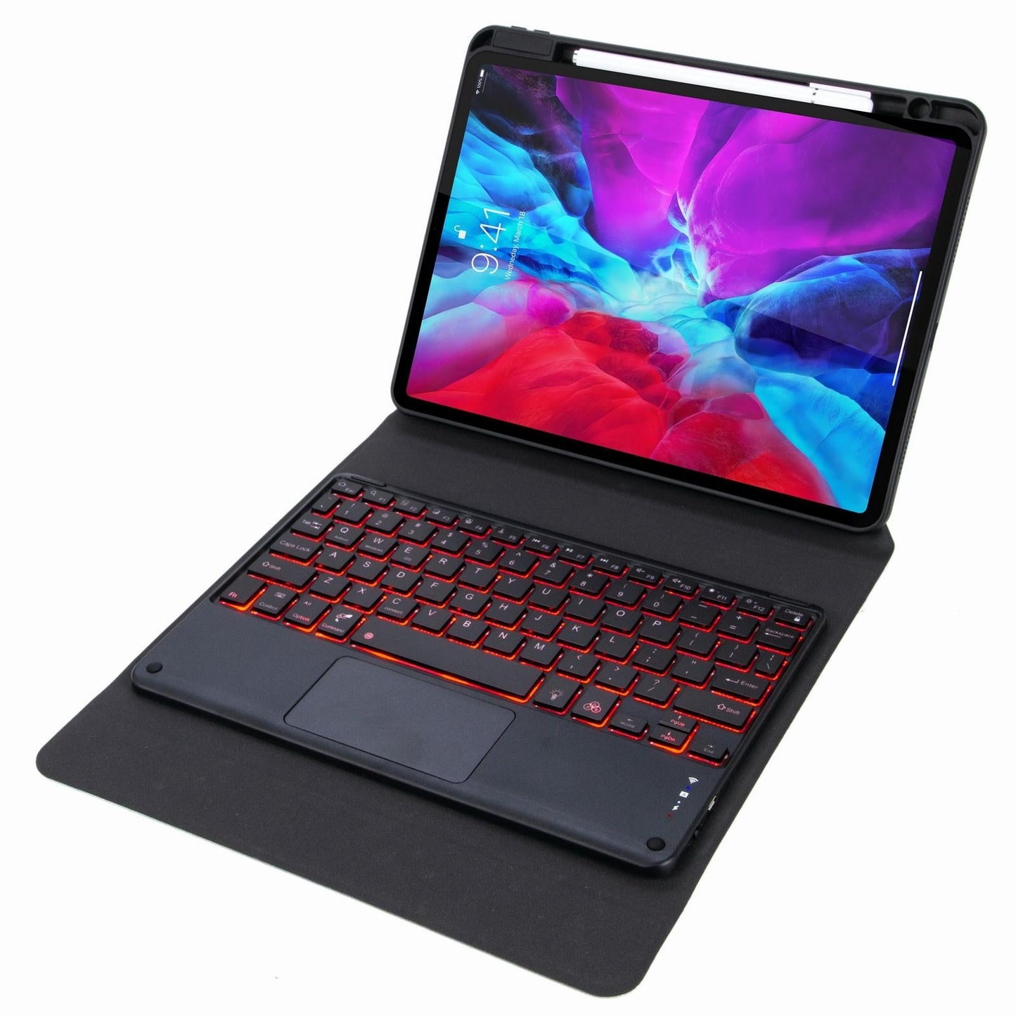 Bluetooth Keyboard Leather Case For Ipad 10.2 / Pro 10.5 - Touch Backlight Three-Fold Holder - Dark Night Green